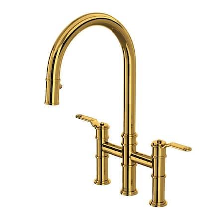 Rohl Armstrong Pull-Down Bridge Kitchen Faucet With C-Spout U.4549HT-ULB-2